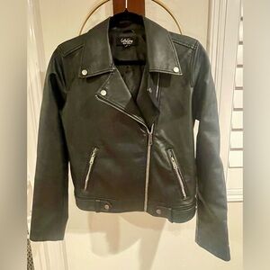 CoffeeShop Black Faux Leather Asymmetrical Moto Jacket